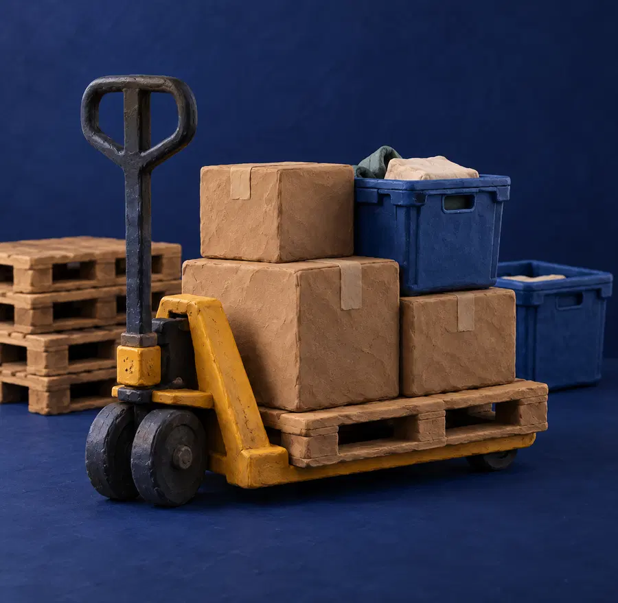 Illustration of logistics businesses equipment and workspace