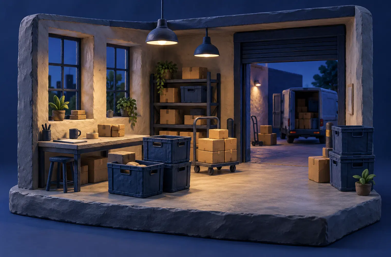 Illustration of logistics businesses and their working space