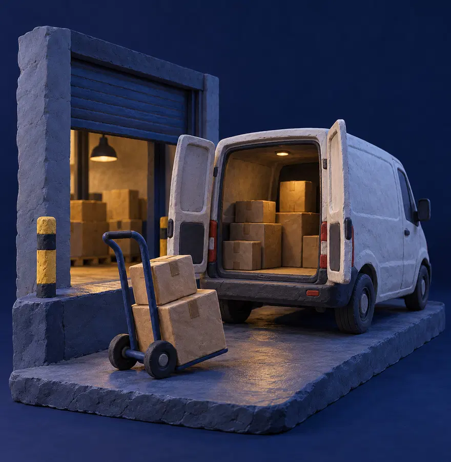 Illustration of logistics businesses equipment and workspace
